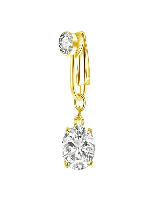 POYAMUSE Butterfly Heart Fake Belly Ring for Women, Faux Piercing Jewelry - Clip On Belly Button Rings Non Piercing - Round-Gold - Image 1